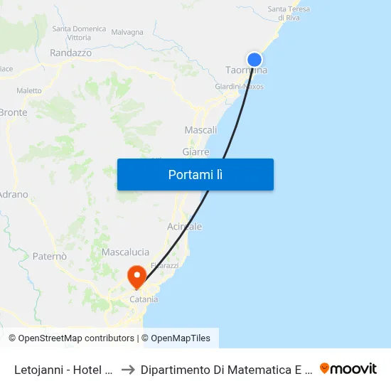 Letojanni - Hotel Antares to Dipartimento Di Matematica E Informatica map