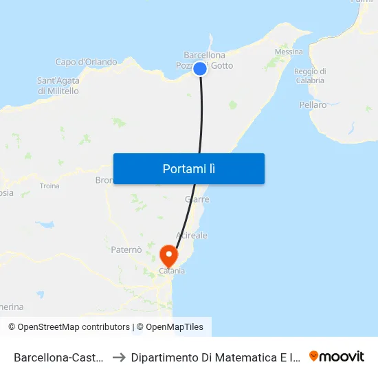 Barcellona-Castroreale to Dipartimento Di Matematica E Informatica map