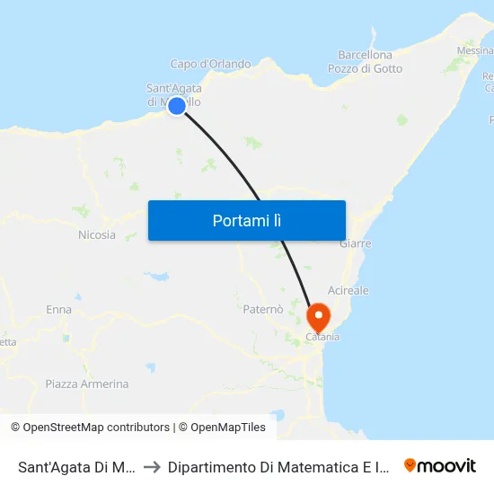 Sant'Agata Di Militello to Dipartimento Di Matematica E Informatica map