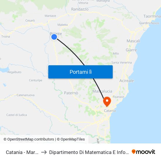 Catania - Marconi to Dipartimento Di Matematica E Informatica map