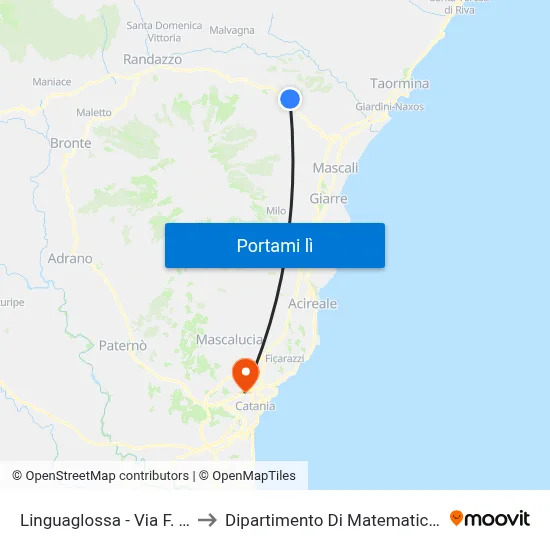 Linguaglossa - Via F. Messina, 48 to Dipartimento Di Matematica E Informatica map