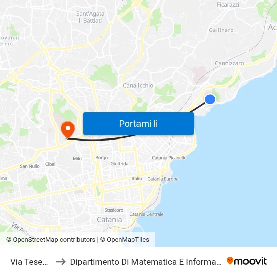 Via Teseo 8 to Dipartimento Di Matematica E Informatica map