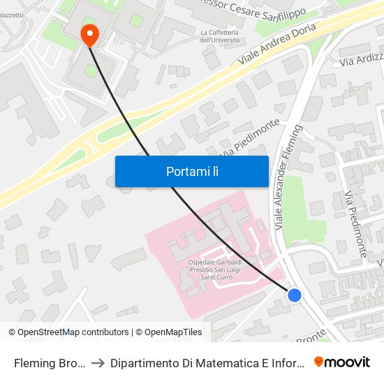 Fleming Bronte to Dipartimento Di Matematica E Informatica map