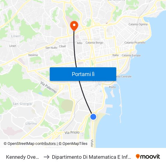 Kennedy Ovest (1) to Dipartimento Di Matematica E Informatica map