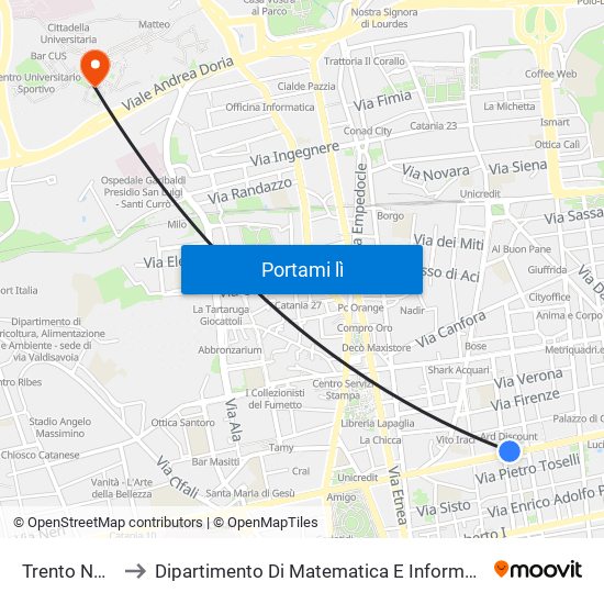 Trento Nord to Dipartimento Di Matematica E Informatica map