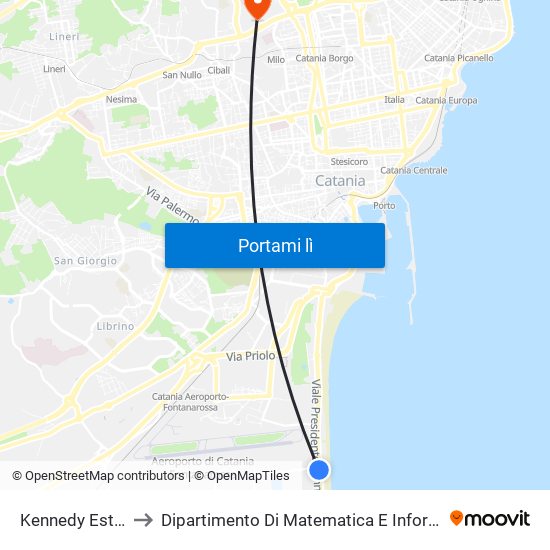 Kennedy Est (9) to Dipartimento Di Matematica E Informatica map