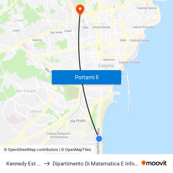 Kennedy Est (12) to Dipartimento Di Matematica E Informatica map