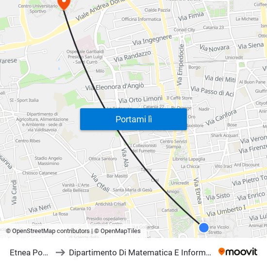 Etnea Poste to Dipartimento Di Matematica E Informatica map