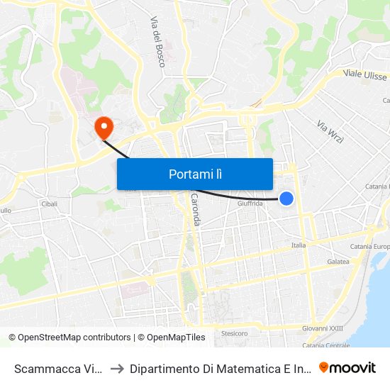 Scammacca Vicenza to Dipartimento Di Matematica E Informatica map