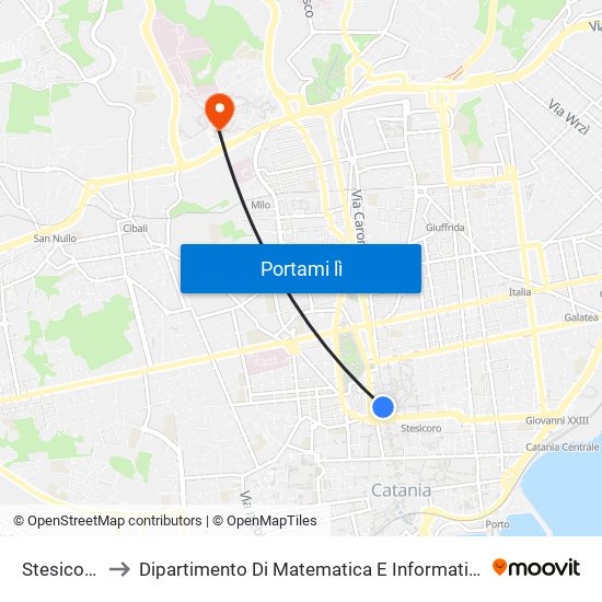 Stesicoro to Dipartimento Di Matematica E Informatica map