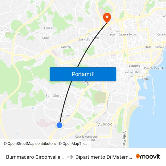 Bummacaro Circonvallazione Librino Ovest to Dipartimento Di Matematica E Informatica map