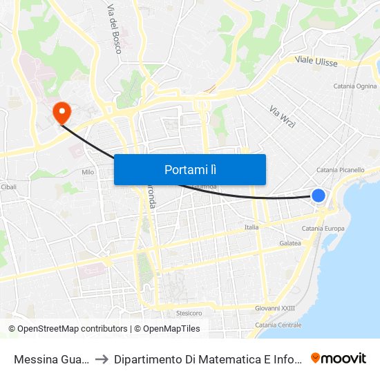 Messina Guardia to Dipartimento Di Matematica E Informatica map