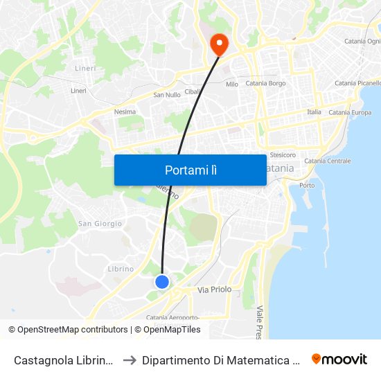 Castagnola Librino Sud (4) to Dipartimento Di Matematica E Informatica map