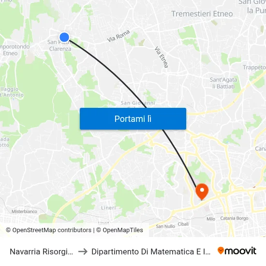 Navarria Risorgimento to Dipartimento Di Matematica E Informatica map