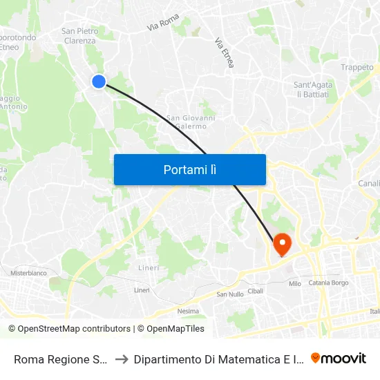 Roma Regione Siciliana to Dipartimento Di Matematica E Informatica map
