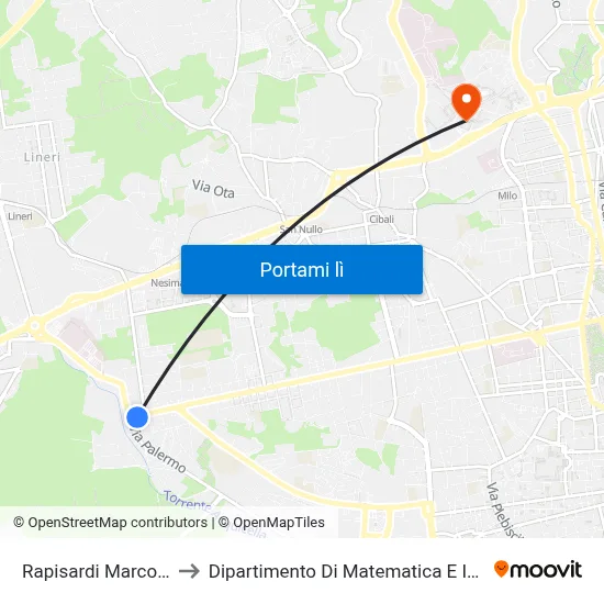 Rapisardi Marconi Sud to Dipartimento Di Matematica E Informatica map