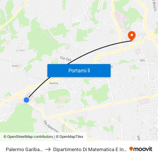 Palermo Garibaldi (3) to Dipartimento Di Matematica E Informatica map