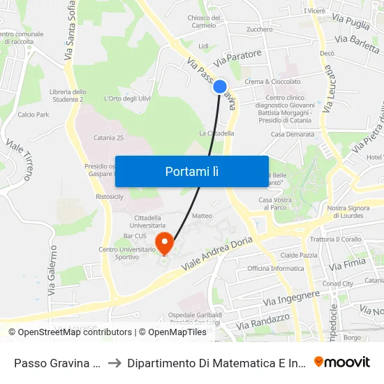 Passo Gravina Ovest to Dipartimento Di Matematica E Informatica map