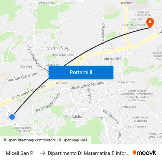 Miceli San Pio X to Dipartimento Di Matematica E Informatica map