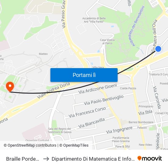 Braille Pordenone to Dipartimento Di Matematica E Informatica map