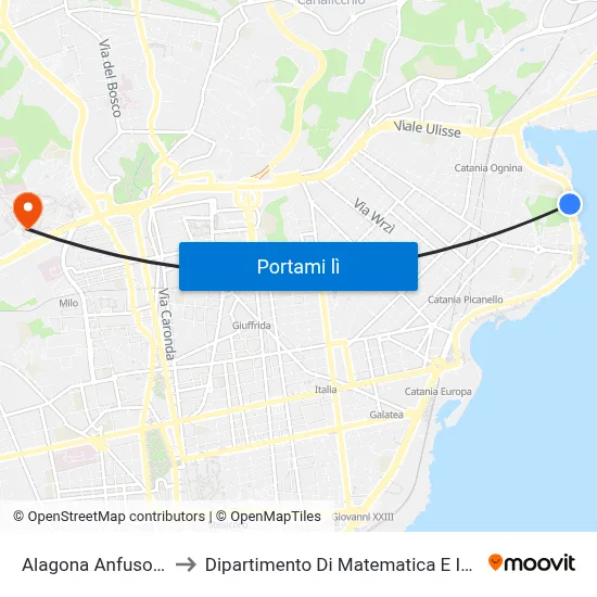 Alagona Anfuso Ovest to Dipartimento Di Matematica E Informatica map