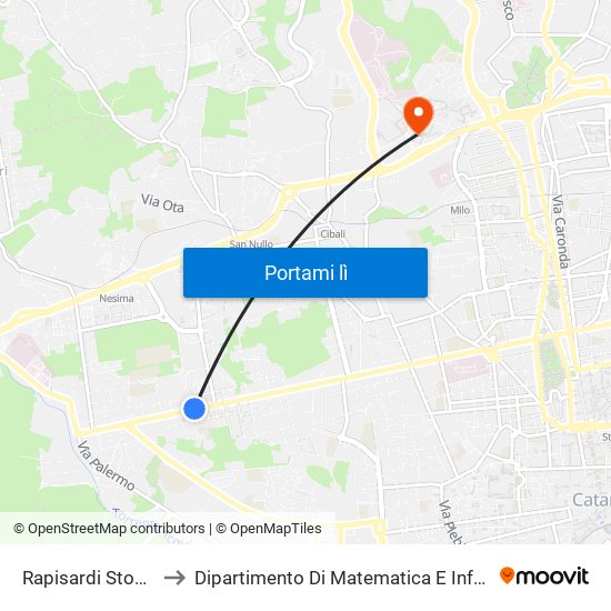 Rapisardi Stoppani to Dipartimento Di Matematica E Informatica map