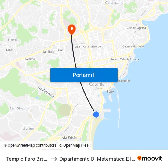 Tempio Faro Biscari Est to Dipartimento Di Matematica E Informatica map