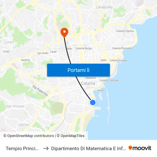 Tempio Principe Est to Dipartimento Di Matematica E Informatica map