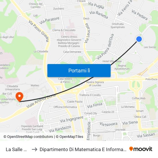 La Salle Est to Dipartimento Di Matematica E Informatica map