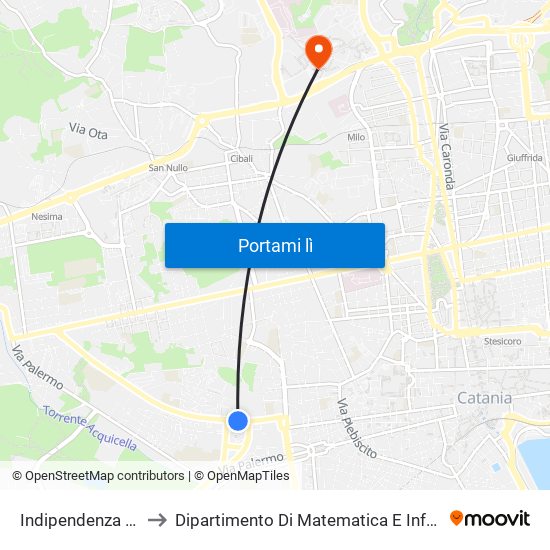 Indipendenza Nord to Dipartimento Di Matematica E Informatica map