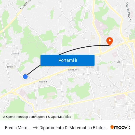 Eredia Mercurio to Dipartimento Di Matematica E Informatica map