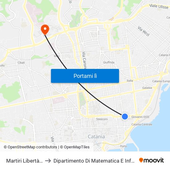 Martiri Libertà Sud to Dipartimento Di Matematica E Informatica map