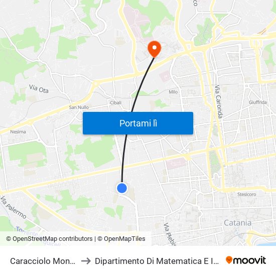 Caracciolo Montenero to Dipartimento Di Matematica E Informatica map