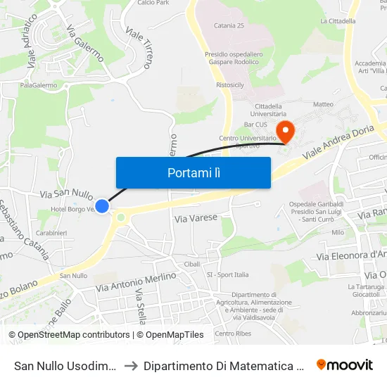 San Nullo Usodimare Nord to Dipartimento Di Matematica E Informatica map