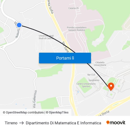 Tirreno to Dipartimento Di Matematica E Informatica map