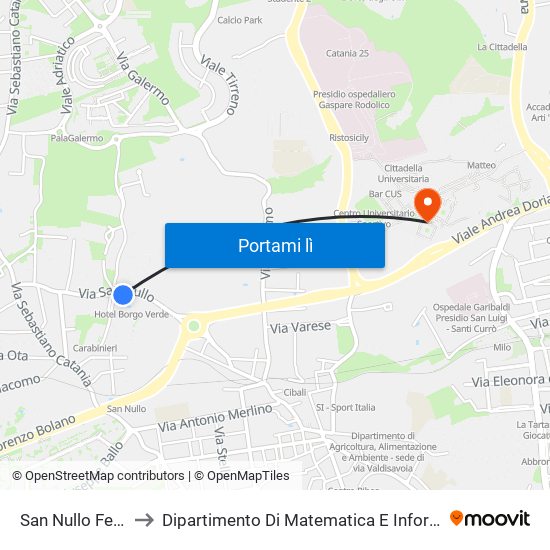 San Nullo Ferlita to Dipartimento Di Matematica E Informatica map