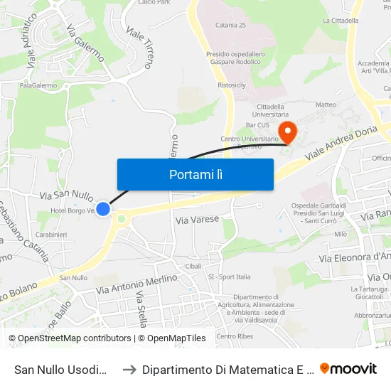 San Nullo Usodimare Sud to Dipartimento Di Matematica E Informatica map