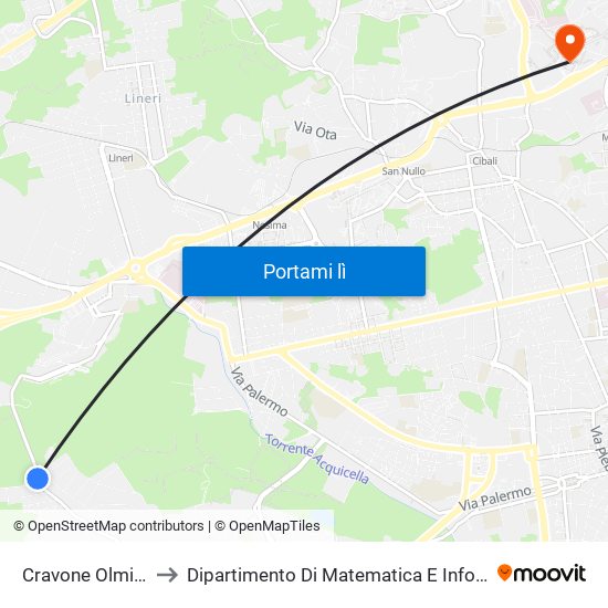 Cravone Olmi Sud to Dipartimento Di Matematica E Informatica map