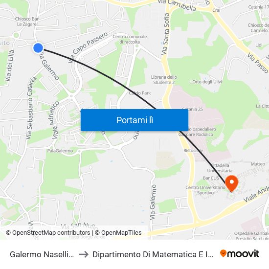 Galermo Naselli Ovest to Dipartimento Di Matematica E Informatica map