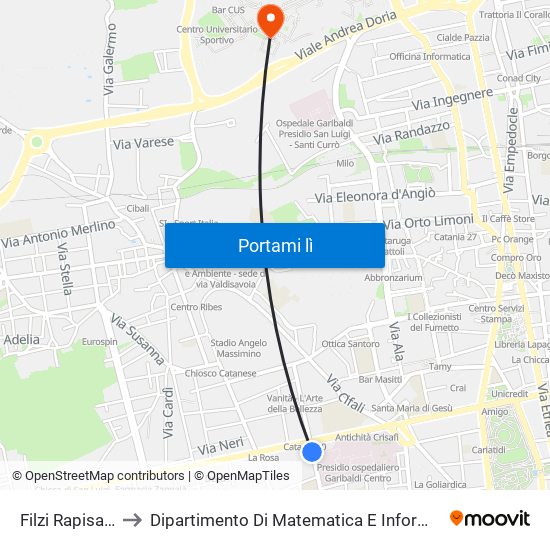 Filzi Rapisardi to Dipartimento Di Matematica E Informatica map