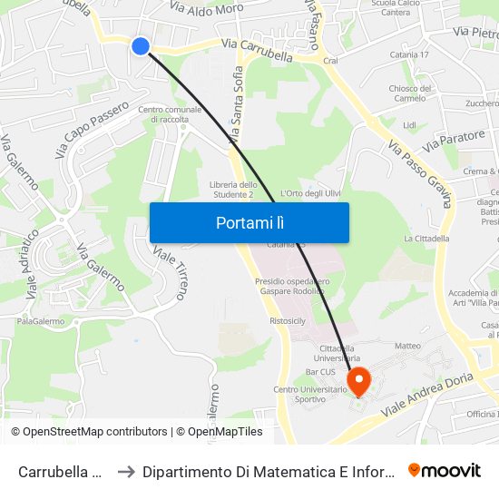 Carrubella Elba to Dipartimento Di Matematica E Informatica map