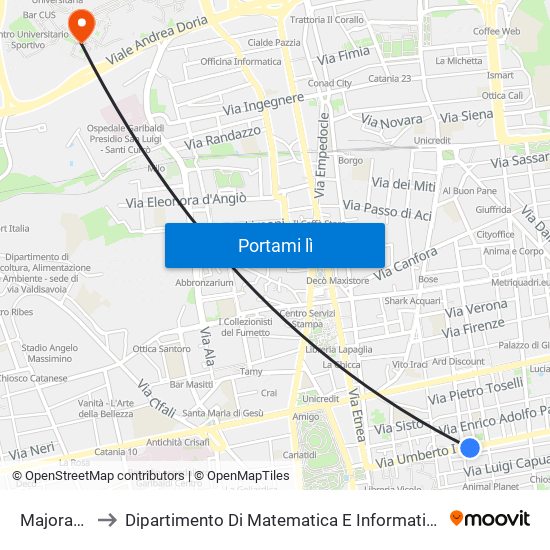 Majorana to Dipartimento Di Matematica E Informatica map