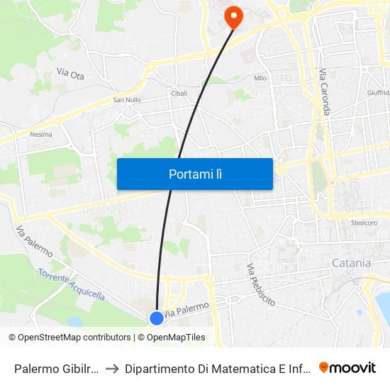 Palermo Gibilrossa to Dipartimento Di Matematica E Informatica map