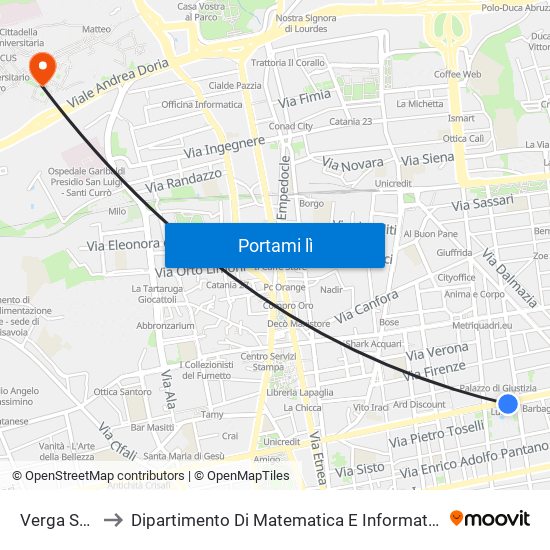 Verga Sud to Dipartimento Di Matematica E Informatica map