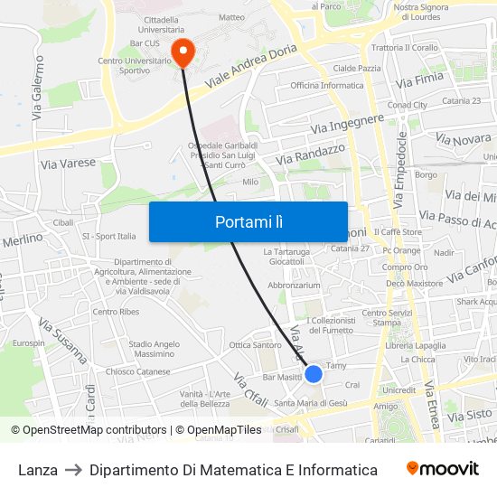 Lanza to Dipartimento Di Matematica E Informatica map