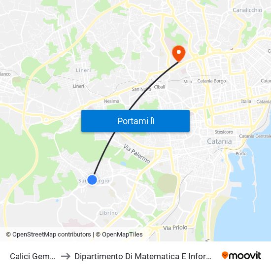 Calici Gemme to Dipartimento Di Matematica E Informatica map