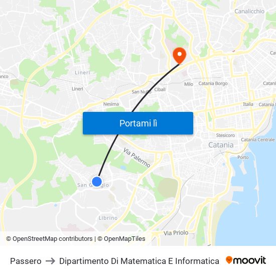 Passero to Dipartimento Di Matematica E Informatica map