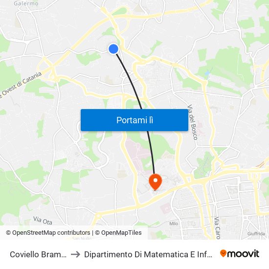 Coviello Bramante to Dipartimento Di Matematica E Informatica map