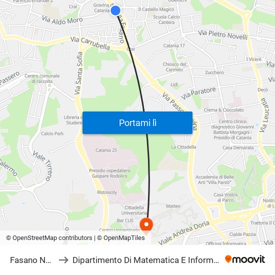 Fasano Nord to Dipartimento Di Matematica E Informatica map