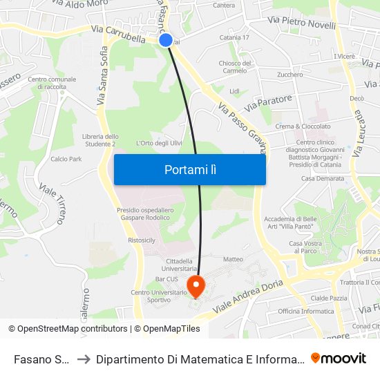 Fasano Sud to Dipartimento Di Matematica E Informatica map